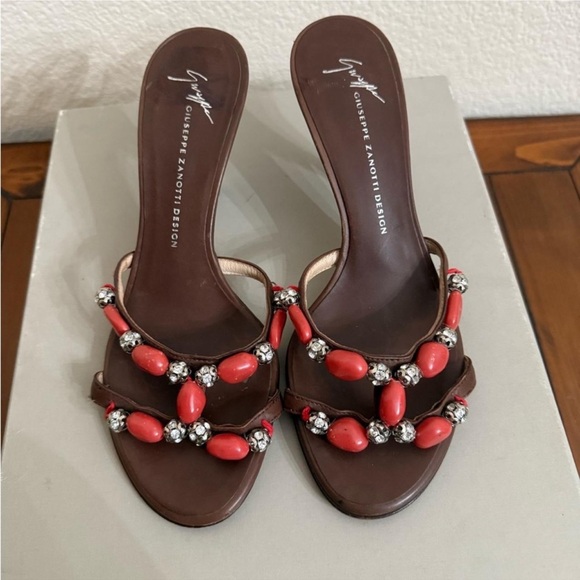 Giuseppe Zanotti Shoes - Giuseppe Zanotti Brown and Red Embellished Heels